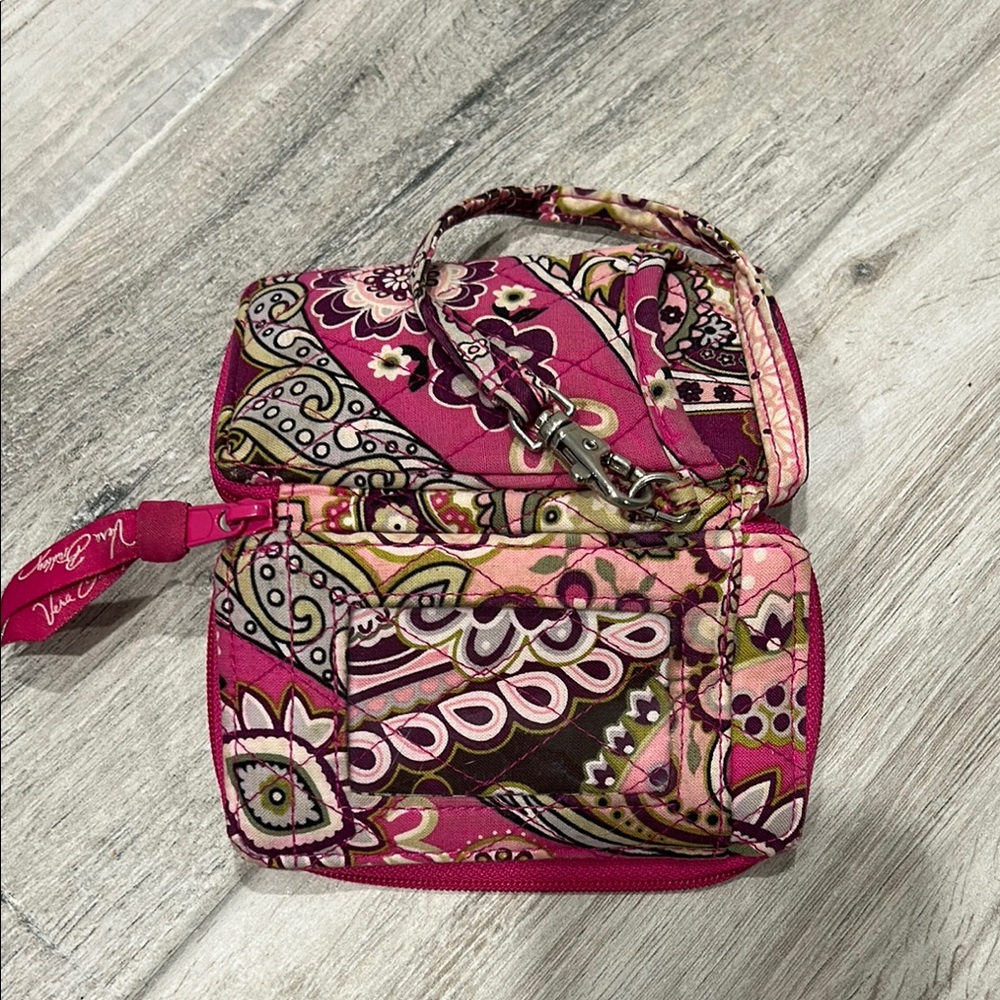 Vera Bradley Pink and Brown Quilted Wristlet